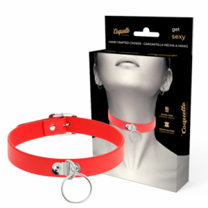 Coquette Choker Rosso Vegan Leather Collare Fetish Anello Nickel Free BDSM