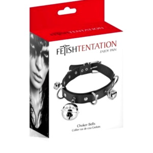 Collare BDSM Nero con Campanelli Anelli Metallo Fetish Choker Regolabile Unisex