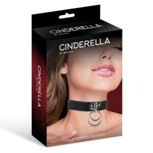 Collare BDSM Nero con Doppio Anello Fetish Pelle Vegana Nickel Free Regolabile