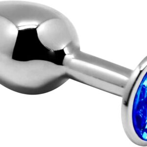 Plug anale Passion Labs Metallic Small 7 cm Ø 2,6 cm metallo con gemma blu