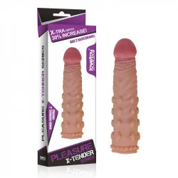 nakladka-na-penisa-z-wypustkami-lovetoy-pleasure-x-tender.webp Guaina pene Lovetoy Pleasure X-Tender rilievi 18 cm Ø 4,1 cm TPE Add 5 cm