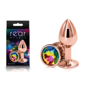 Plug anale Rear Assets Small rose gold con gioiello multicolore