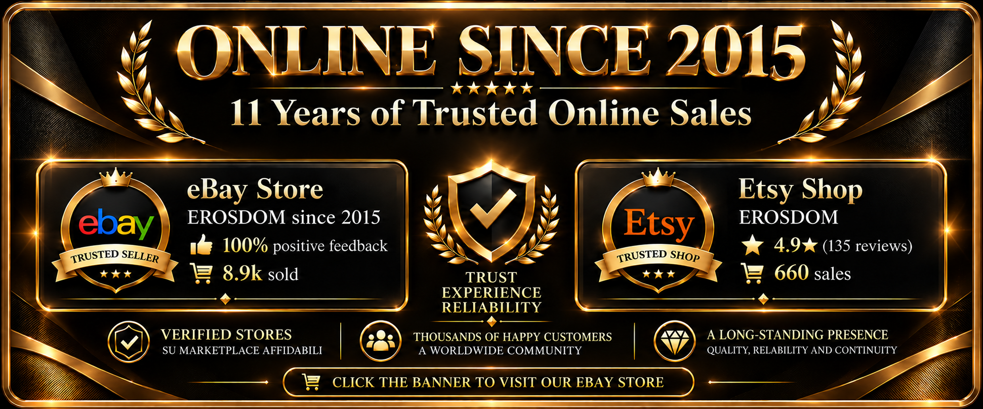 EROSDOM - Online since 2015 - 11 years of trusted online sales on eBay and Etsy