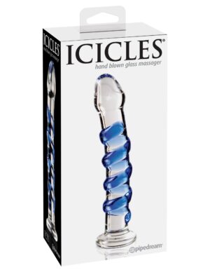 Pipedream Icicles No.5 18 cm - dildo in vetro trasparente blu Pipedream Icicles No.5 dildo in vetro trasparente blu 18 cm