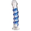 Pipedream Icicles No.5 vetro blu - dettaglio prodotto Dildo in vetro Pipedream Icicles No.5 trasparente con spirale blu